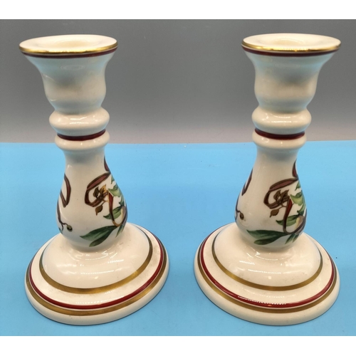 375 - Tiffany & Co Pair of Candlesticks in the 'Tiffany Garland' Pattern. 16.5cm High. Seconds.