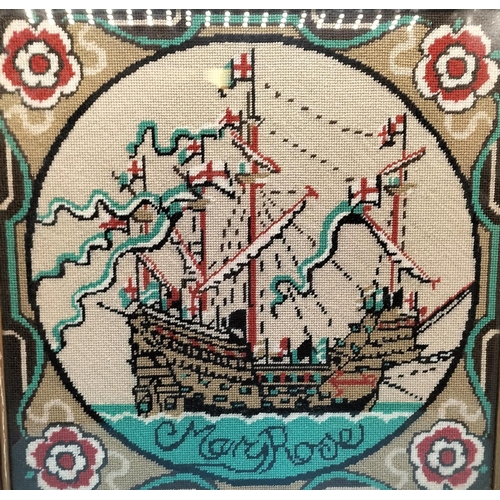 515 - Framed and Glazed Tapestry Picture of the Mary Rose. 43cm x 43cm.