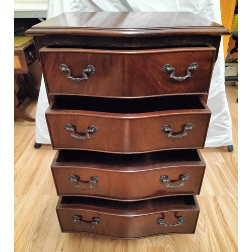 523 - Mahogany 4 Drawer Bow Fronted Chest of Drawers. 72cm high, 38cm x 49cm. This Lot is Collection Only.