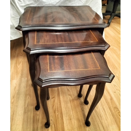 566 - Inlaid Mahogany Nest of 3 Tables. This Lot is Collection Only.