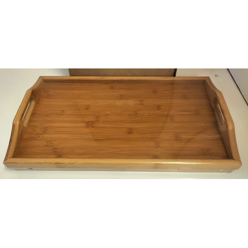 572 - Bamboo Folding Table Tray. 50cm x 30cm x 6cm (Closed) 50cm x 30cm x 24cm (Open).