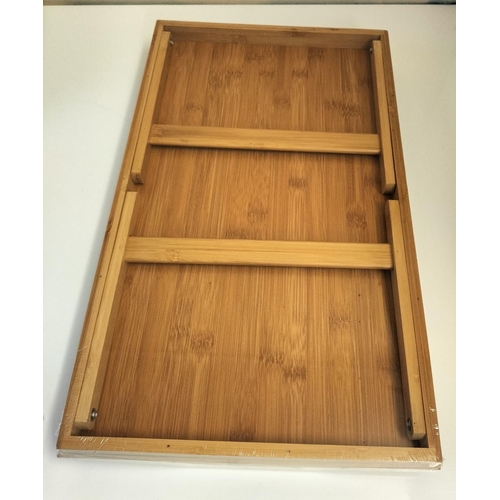 572 - Bamboo Folding Table Tray. 50cm x 30cm x 6cm (Closed) 50cm x 30cm x 24cm (Open).