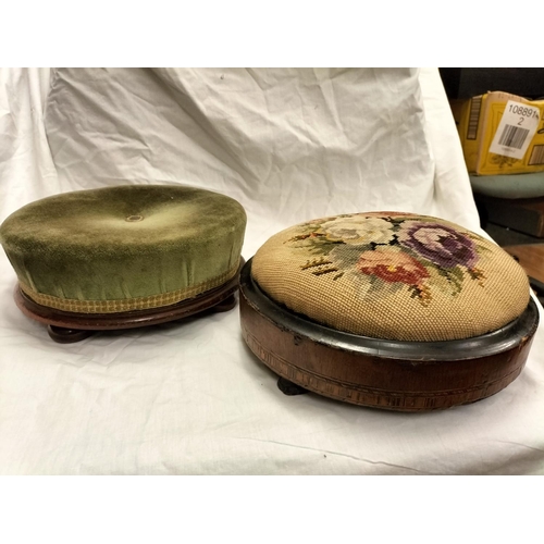 580 - 2 x Victorian Foot Stools. 12cm High, 28cm Diameter.