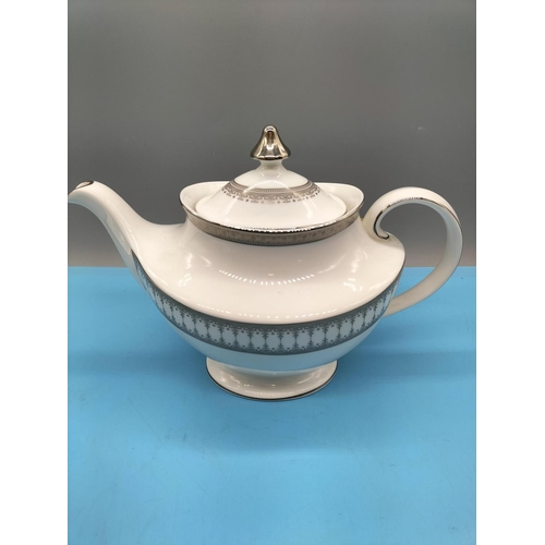 587 - Unused Rare Royal Doulton Archives 'Piper Platinum' Teapot, Milk and Sugar. Made in England 2002.