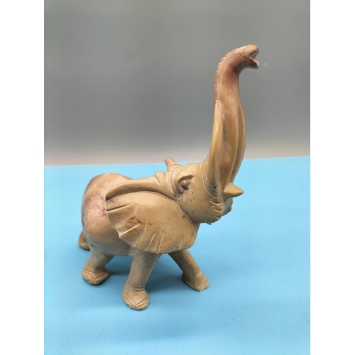 703 - Soapstone Elephant Figure. 20cm High.