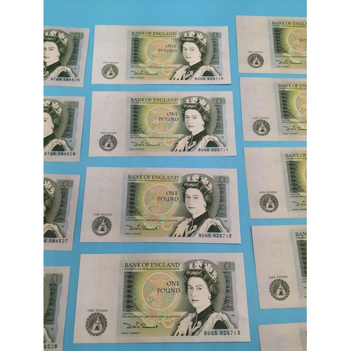 781 - 14 x Bank of England £1 Notes. Excellent Condition. A 5 Run of BY66584525 - BY66584529. A 4 Run of B... 