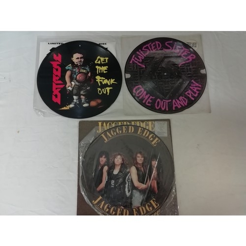 209 - Rock / Heavy Metal 3 x picture disc Lp to include PZP97 Jagged Edge 