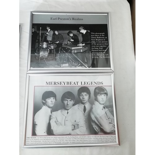 20A - MerseyBeat legends 6 x framed prints including The Mojo's, Earl Preston's Realms, Cliff Roberts and ... 