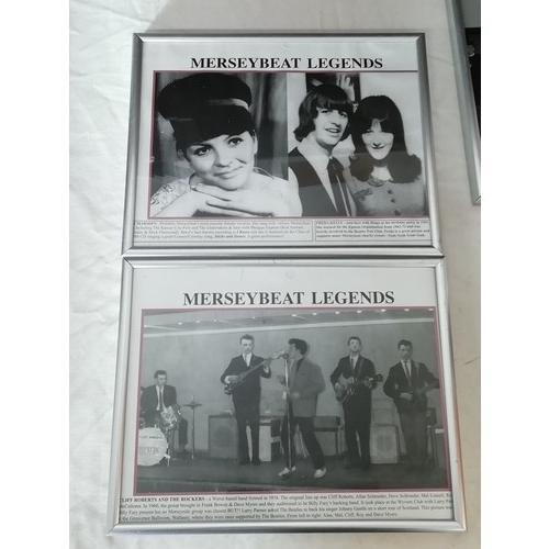 20A - MerseyBeat legends 6 x framed prints including The Mojo's, Earl Preston's Realms, Cliff Roberts and ... 