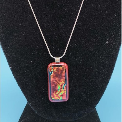 270 - 925 Silver Chain with Art Glass Pendant. 4cm x 2cm.