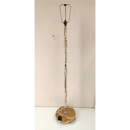 784 - Onyx and Brass Three Quarter Standard Lamp. 120cm Tall. This Lot is Collection Only.