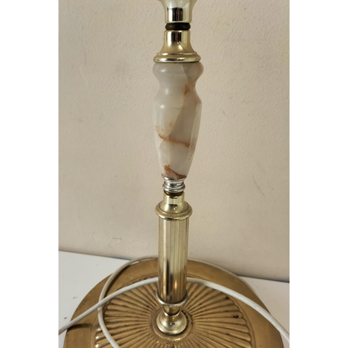 784 - Onyx and Brass Three Quarter Standard Lamp. 120cm Tall. This Lot is Collection Only.