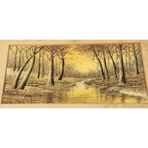 785 - Hand Sewn Silk/Tapestry Pictures (3). Largest being 52cm x 33cm.