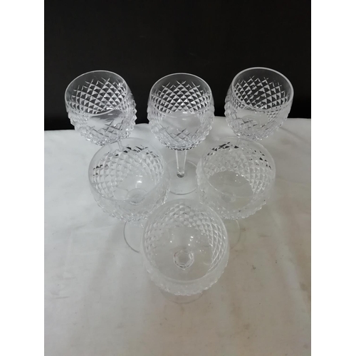 343 - Waterford Crystal Multi Sided 19cm Stemmed Wine Glasses in the 'Alana' Pattern (6).