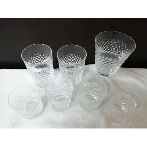 344 - 7 x Waterford Crystal Glasses in the 'Alana' Pattern to include Tumblers (4), High Ball (2) and Wine... 