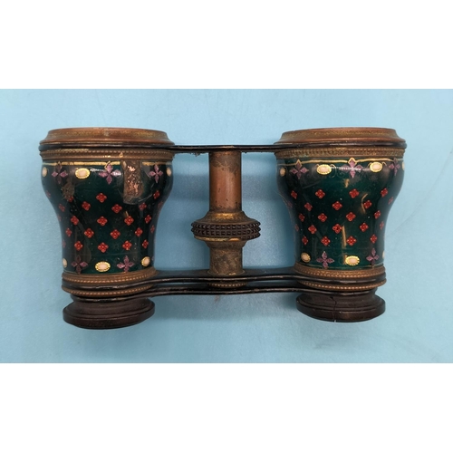 252 - Pair of c1900 French Brass and Enamel Opera Glasses. A/F