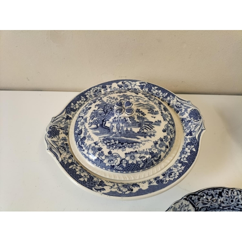 383 - Collection of Blue and White Ware to include Lidded Tureens (2), Bowl, Dishes, etc. Largest being 26... 