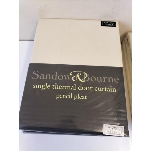 502 - New & Sealed Sandown and Bourne Pencil Pleat Curtains - 4 x Single Thermal Door Curtains (2 of 117cm... 