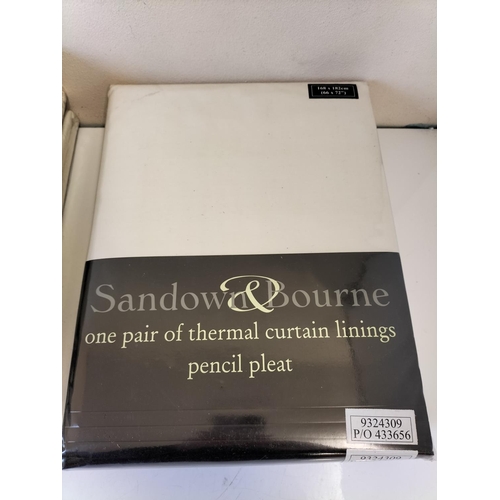 502 - New & Sealed Sandown and Bourne Pencil Pleat Curtains - 4 x Single Thermal Door Curtains (2 of 117cm... 