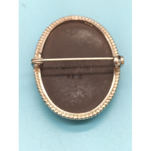 539 - Silver Hallmarked and Wedgwood Black Jasper Brooch.