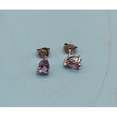 557 - 2 x Silver 925 and Amethyst Stone Rings, Size T and O plus Pair of Amethyst Stone Earrings.