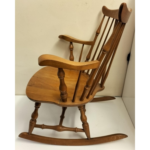 560 - Wooden Spindle Back Rocking Chair. Made in Yugoslavia. 83cm High, 54cm x 62cm. Seat Height 40cm. Thi... 