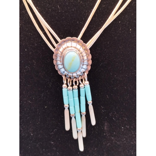 568 - Silver and Turquoise Necklace.