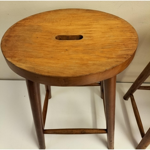 569 - 2 x Wooden Stools. Tallest being 53cm. This Lot is Collection Only.