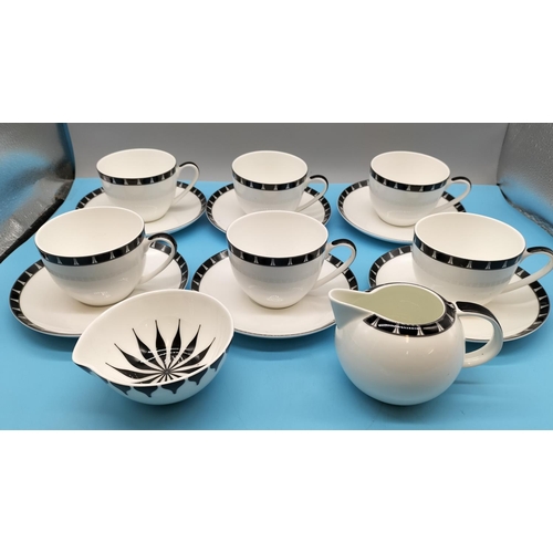 707 - Aynsley Cups and Saucers (6), Milk Jug and Bowl in the 'Mozart' Pattern.