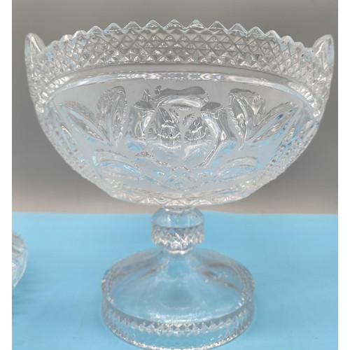 663 - Cut Glass Pedestal Bowl (20cm x 20cm) plus 25cm Decanter.