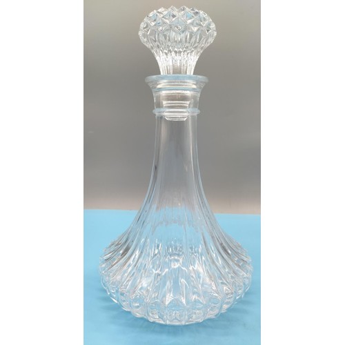 663 - Cut Glass Pedestal Bowl (20cm x 20cm) plus 25cm Decanter.