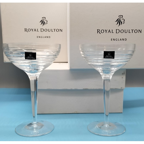 345 - Boxed 6 x Royal Doulton Linear 300ml Cocktail Glasses in the 'Celine' Design.