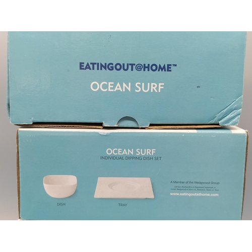 490 - 4 x Boxed Dip Dishes and Trays in the 'Ocean Surf' Design.