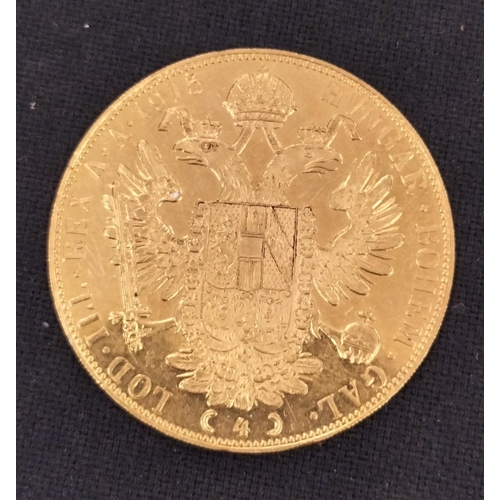 300 - Gold Austrian 4 Ducat 1915. 98% Gold, 23 Carat.