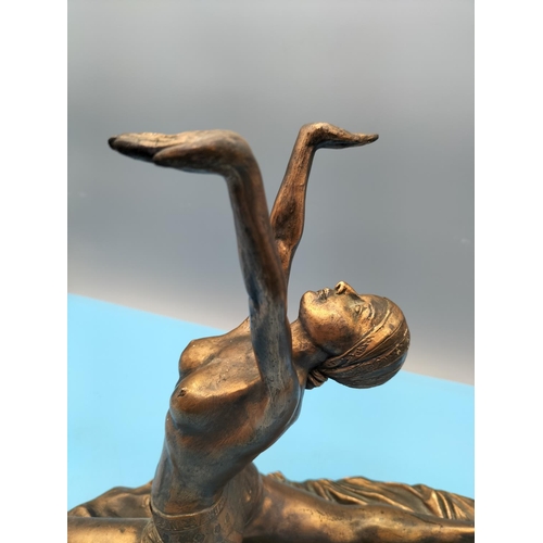 362 - Bronzed Resin Figure of an Art Deco Lady. 26cm High, 33cm x 13cm.