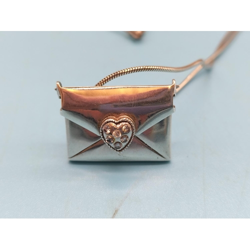 387 - 925 Silver Chain with Envelope Pendant containing Love Letter.