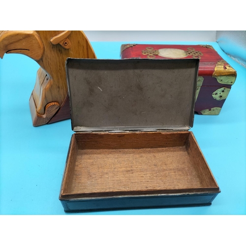 433 - Wooden Puzzle Box plus 2 Other Boxes. Largest being 16cm x 10cm x 9cm.