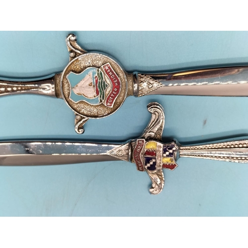 496 - Silver Plated Aeroplane Keyring plus 18cm Sword Letter Openers (2).