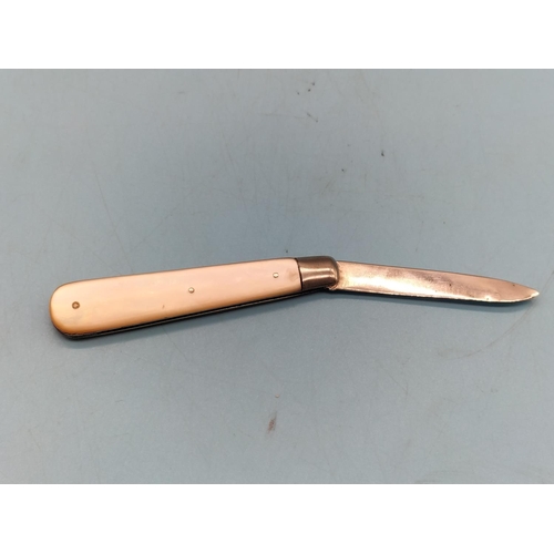 497 - Hallmarked Fruit Knife with Mother of Pearl Handle. Blade requires attention.