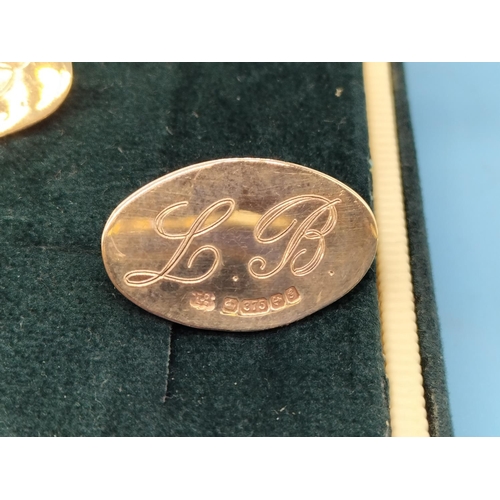 533 - 9ct Gold Initialled Cuff Links. Boxed. 6.7 Grams.