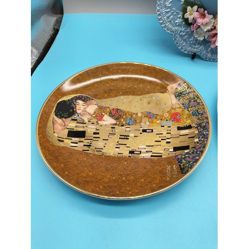 746 - Royal Doulton Collectors Plate, Goebel 'Gustav Klimt Der Kuss' Plate plus Wall Hanging Bonnet/Hat.