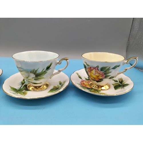 747 - Paragon 'Harry Wheatcroft Roses' Cups and Saucers (4) plus a Paragon Cup and Saucer in a Rose Patter... 