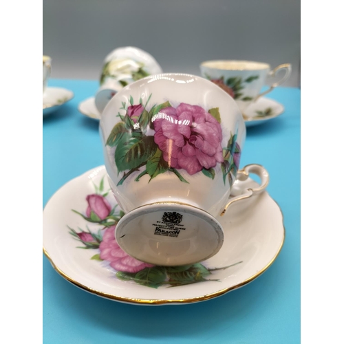 747 - Paragon 'Harry Wheatcroft Roses' Cups and Saucers (4) plus a Paragon Cup and Saucer in a Rose Patter... 