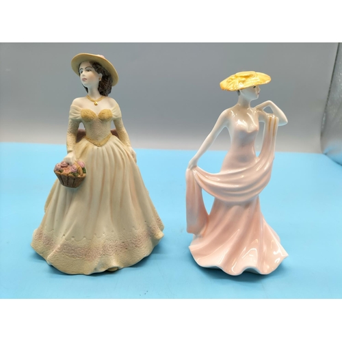 764 - Coalport 14cm Lady Figures (2)- Beau Monde 'Ruth' and 'April'.