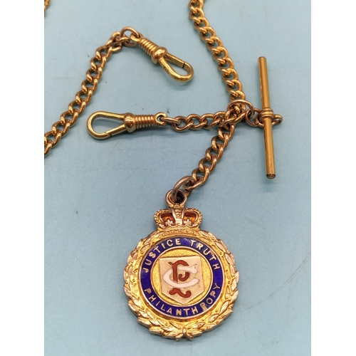 779 - Silver Hallmarked Masonic Fob on a Rolled Gold Chain. Dated 1928.