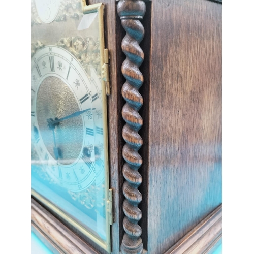 10 - Tempus Fugile Oak Cased Mantle Clock with Westminster Chime and Bevelled Edge Glass Front. W/O with ... 