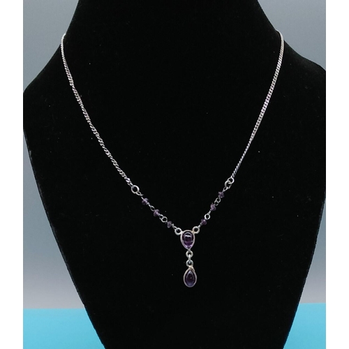 113 - 925 Silver & Amethyst Necklace.