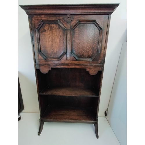 119 - Oak Bookcase/Writing Bureau. 113cm High, 67cm x 23cm. Slight Repair to Foot. This Lot is Collection ... 