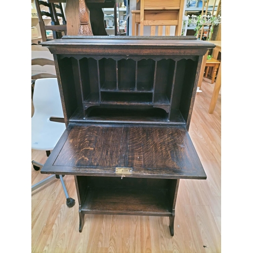 119 - Oak Bookcase/Writing Bureau. 113cm High, 67cm x 23cm. Slight Repair to Foot. This Lot is Collection ... 