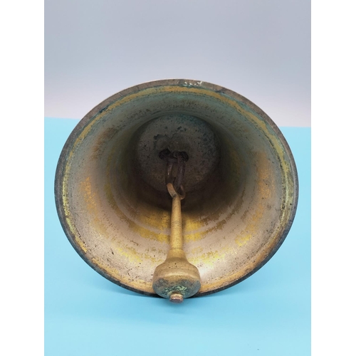 13 - Ebony Handled Brass School Bell. 25cm High.